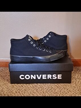 Converse Malden Street Mid Black/Black/Vintage White Canvas Sneakers Size 12